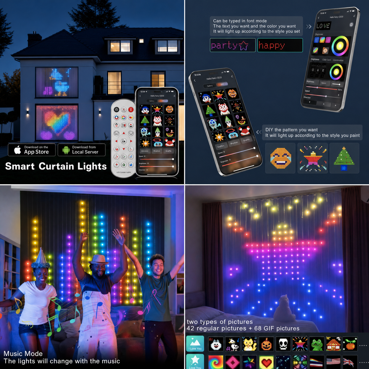 Glowzy Smart Curtain Fairy Lights